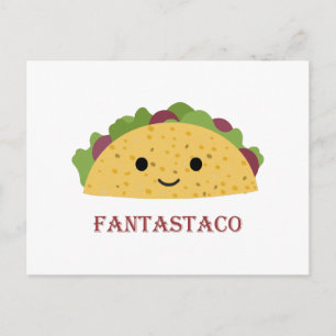 Cartão Postal De Festividades Funny Fantastaco Taco Pun Cute Kawaii Taco