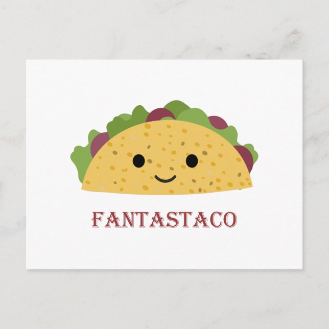 Cartão Postal De Festividades Funny Fantastaco Taco Pun Cute Kawaii Taco (Frente)