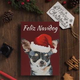 Cartão Postal De Festividades Funny Feliz Navidog Chihuahua
