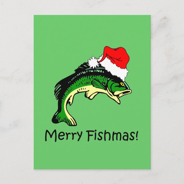 Cartão Postal De Festividades Funny fishing Christmas (Frente)