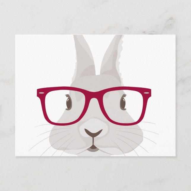 Cartão Postal De Festividades Funny Hipster Easter bunny with red rim glasses (Frente)