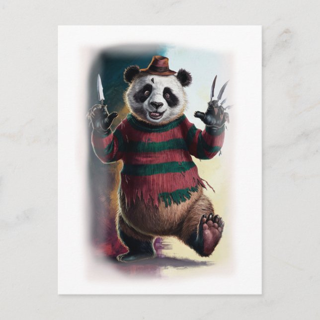 Cartão Postal De Festividades Funny Horror Parody Movie Character on a White (Frente)