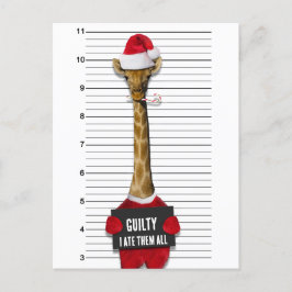 Cartão Postal De Festividades Funny Mugshot Natal Guilherme Giraffe