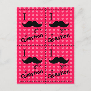 Cartão Postal De Festividades Funny mustache valentines cut out Postcard pink