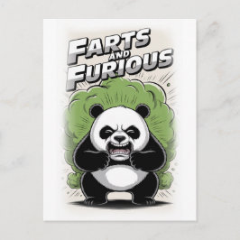 Cartão Postal De Festividades Funny Panda making a Fart on a White