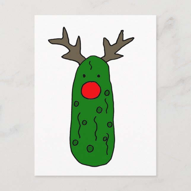 Cartão Postal De Festividades Funny Pickle Christmas Reindeer Cartoon (Frente)