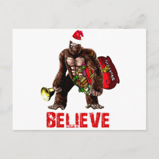 Cartão Postal De Festividades Funny Sasquatch Santa Claus Christmas Design