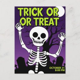 Cartão Postal De Festividades Funny Skeleton Trick or Treat Party