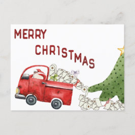 Cartão Postal De Festividades Funny Toilet Paper Red Truck Christmas