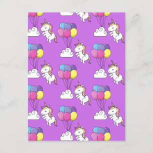 Cartão Postal De Festividades Funny Unicorn Pattern Magic Horse