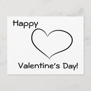 Cartão Postal De Festividades Funny Valentine's Day Black & White Heart Postcard