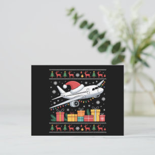 Cartão Postal De Festividades Funny Xmas Lighting Tree Papais noeis de avião fei