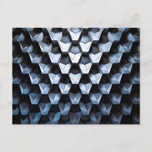 Cartão Postal De Festividades Futurista Abstrato Azul Geométrico Metálico
