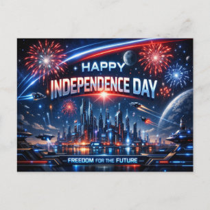 Cartão Postal De Festividades Futurista Dia da Independência Patriótico