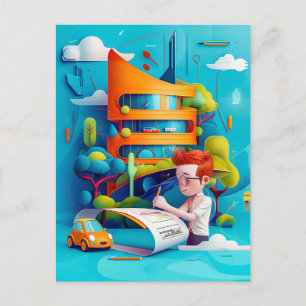 Cartão Postal De Festividades Futuro Sonho Arquiteto para Crianças