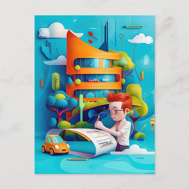 Cartão Postal De Festividades Futuro Sonho Arquiteto para Crianças (Frente)