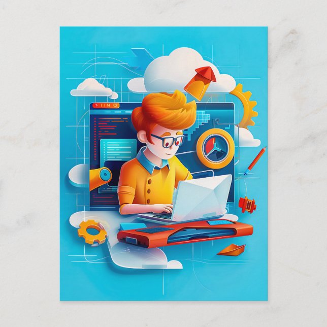 Cartão Postal De Festividades Futuro Sonho de Engenheiro para Crianças (Frente)