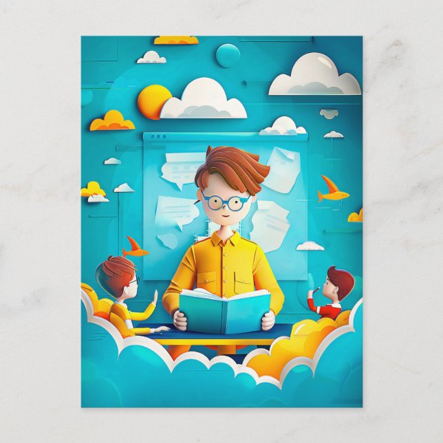 Cartão Postal De Festividades Futuro Sonho de Professora para Crianças (Frente)