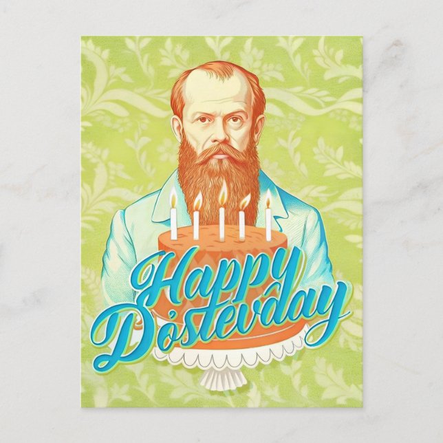 Cartão Postal De Festividades Fyodor Dostoevsky - Parabéns (Frente)