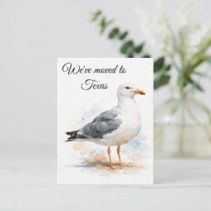 Cartão Postal De Festividades Gaivota Ave Oceano Praia Aquarela Náutica