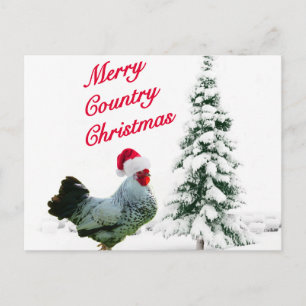 Cartão Postal De Festividades Galinha De Natal Da feliz Com Papai Noel