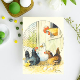 Cartão Postal De Festividades Galinheiro de Páscoa Sueco Vintage Jenny Nyström