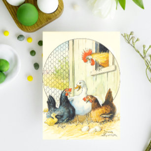 Cartão Postal De Festividades Galinheiro de Páscoa Sueco Vintage Jenny Nyström
