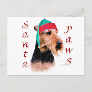 Cartão Postal De Festividades Galsh Terrier Papais noeis Paws