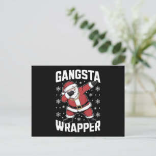 Cartão Postal De Festividades Gangsta Wrapper Funny Dabbing Papai noel Natal