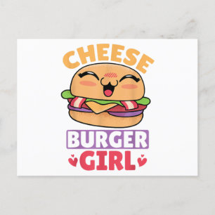 Cartão Postal De Festividades Garota Cheeseburger, Mulheres Hamburger e Cheesebu