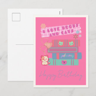 Cartão Postal De Festividades Garota da Era da Leitura - Estética Pastel - Impri
