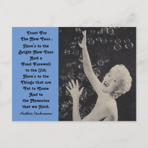 Cartão Postal De Festividades Garota da festa de brinde de Ano Novo divertido co