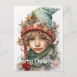 Cartão Postal De Festividades Garota de Natal Personalizada 7 de 25