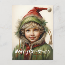 Cartão Postal De Festividades Garota de Natal Personalizada 9 de 25