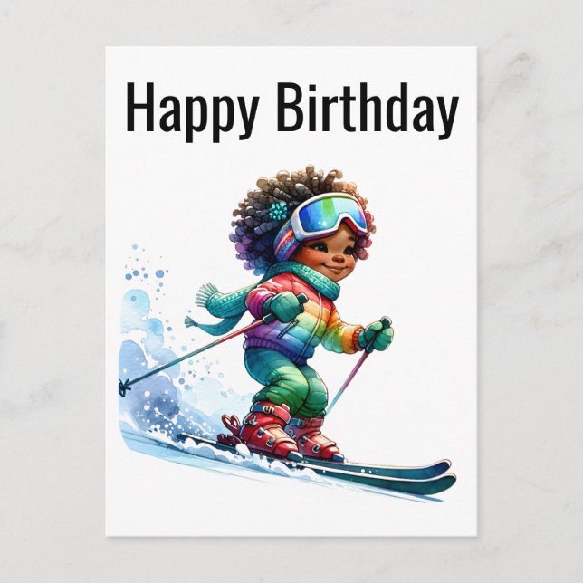Cartão Postal De Festividades Garota Negra Magia Aniversário Sista Melanin Mulhe (Frente)