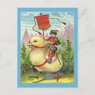 Cartão Postal De Festividades Garota-Páscoa-do-campo no Ovo em Flores Roxas, ZSS