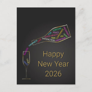 Cartão Postal De Festividades Garrafa de Motivação para Ano Novo Corporativo Ele