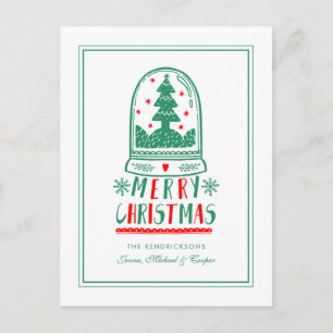 Cartão Postal De Festividades Garrafa de Neve de Arte Popular de Natal