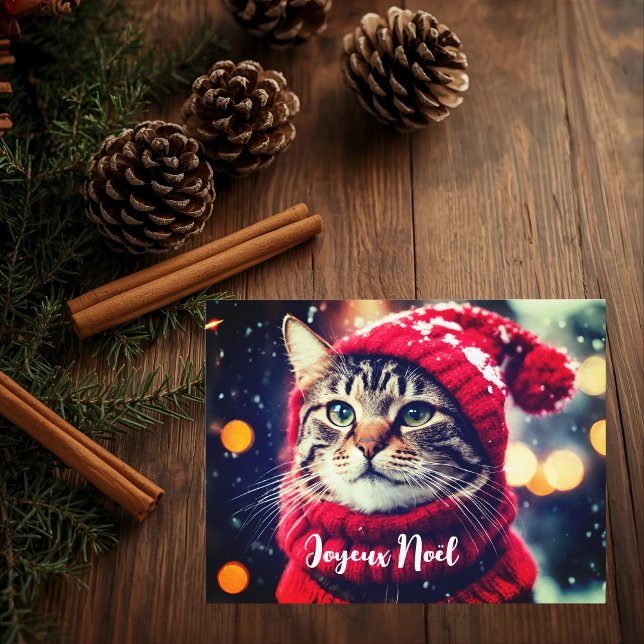 Cartão Postal De Festividades Gatinho de Jazzy no suéter vermelho - Noel (Criador carregado)