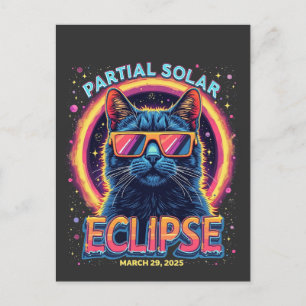 Cartão Postal De Festividades Gatinho Gato Parcial Eclipse Solar 2025