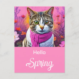 Cartão Postal De Festividades Gatinho Jazzy no começo do primavera
