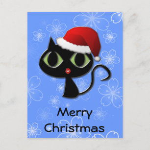 Cartão Postal De Festividades gatinho Papais noeis