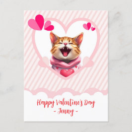 Cartão Postal De Festividades Gato Adorável do Namorados Puro em um Quadro Cardí