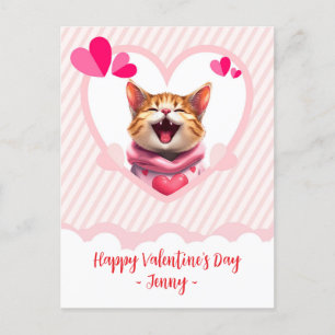 Cartão Postal De Festividades Gato Adorável do Namorados Puro em um Quadro Cardí