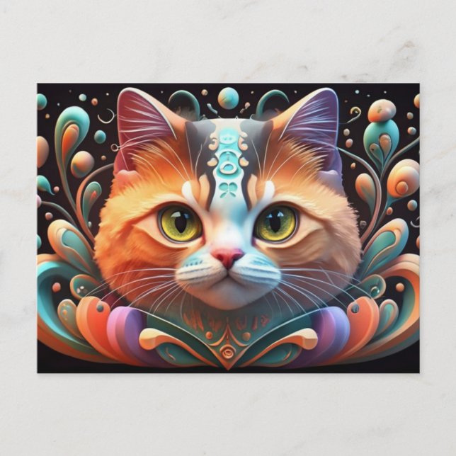 Cartão Postal De Festividades Gato Bonito Art Gatinho Gatinhos Animais Engraçado (Frente)