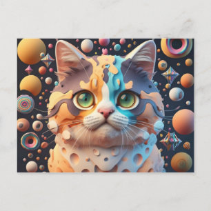 Cartão Postal De Festividades Gato Bonito Art Gatinho Gatinhos Animais Engraçado