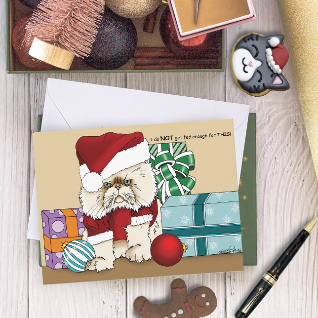 Cartão Postal De Festividades Gato de Natal Persa (Criador carregado)