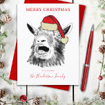 Cartão Postal De Festividades Gato de Natal personalizado gritando<br><div class="desc">Marque a temporada de natal com esta cabra engraçada gritando vestindo uma ilustração de Papai Noel. Personalize este cartão de feriado de humor de arte animal engraçado, engraçado e engraçado, da fazenda de Capim, para encantar seus amigos e família que são cabras e amantes de os animais. Desenho branco e...</div>