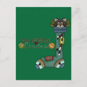 Cartão Postal De Festividades Gato de Natal Puro