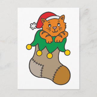 Cartão Postal De Festividades Gato de natal Weihnachtskatze
